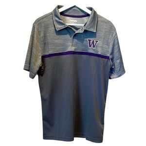 University of Washington UW Huskies Men’s tech Fabric Polo Shirt Size Medium